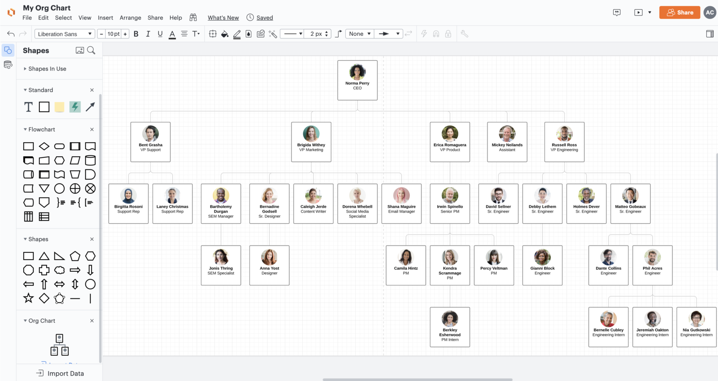 Lucidchart screenshot - 10 Best Org Chart Tools Of 2024 For Plotting Company Structures