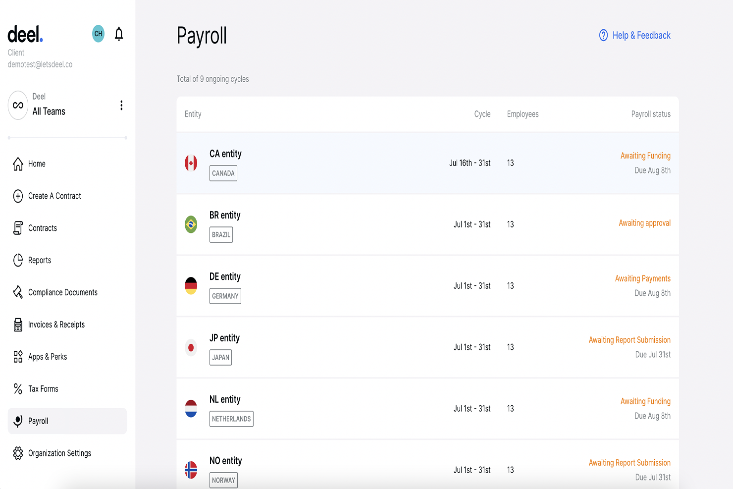 Deel screenshot - 20 Best Canadian Payroll Software Reviewed for 2024
