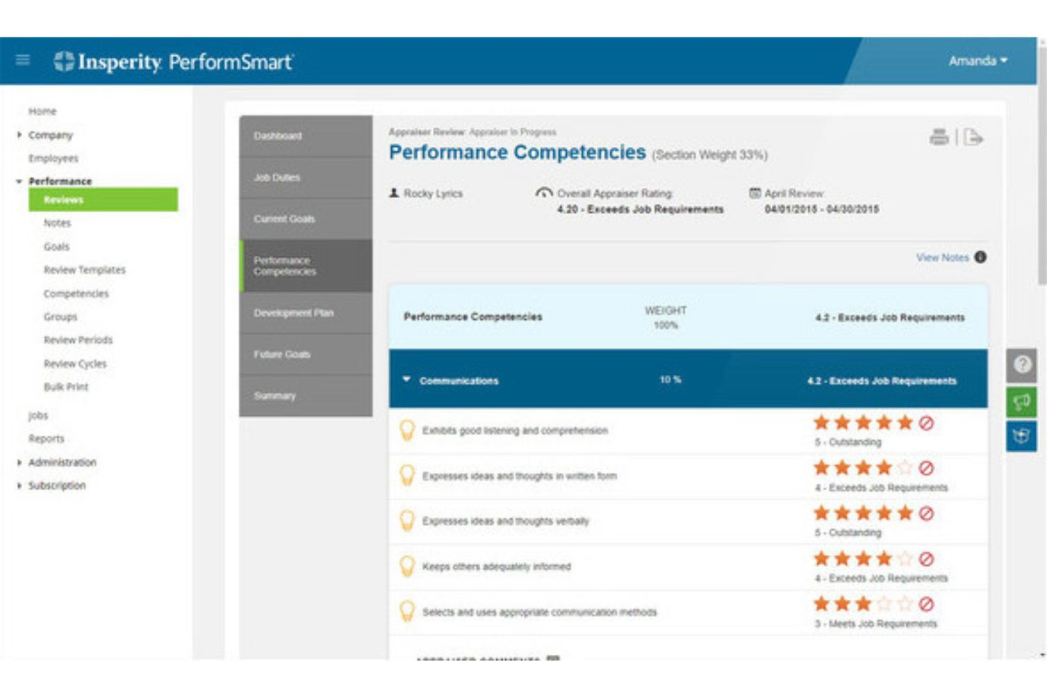 Insperity screenshot - 10 Best Performance Management Software of 2024 for Continuous Feedback