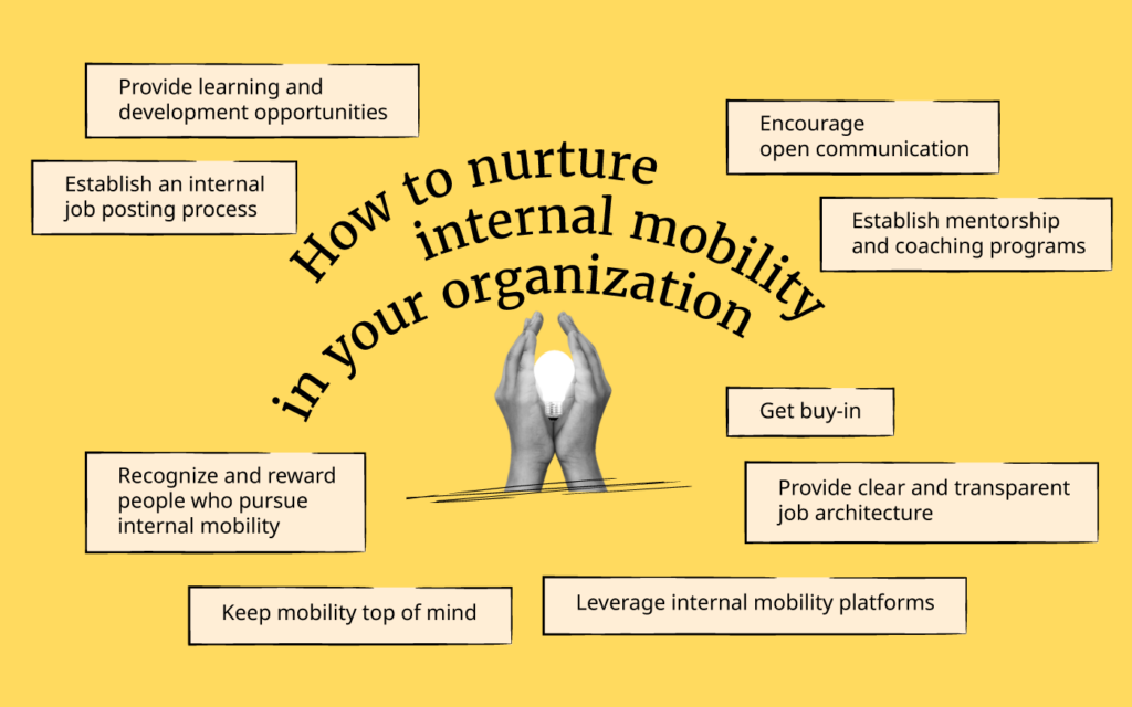how to nurture internal mobility in your organization infographic