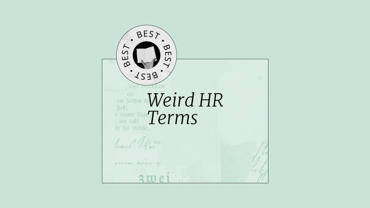 Document titled 'Weird HR Terms' with a list of unique jargon.